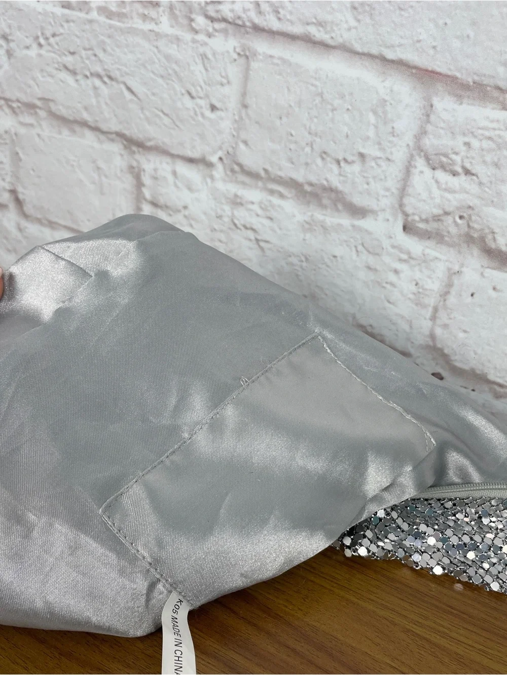 Silver Metallic Sequin Disco ball Sparkle Y2K Hobo Shoulder Clubbing Bag
